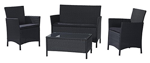 Cosco Products 4-Piece Outdoor Jamaica Resin Wicker Conversation Set