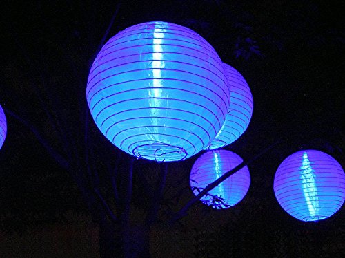 OTTFF Oriental Style 10″ Solar Lanterns Nylon Lanterns (Blue)