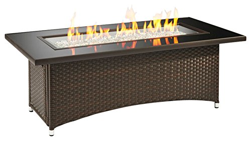 Outdoor Great Room Montego Crystal Fire Pit Coffee Table with Balsam Wicker Base