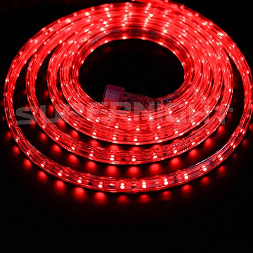 DVW 3m / 10Ft SMD 3528 180 LEDs Strip Lights, Flexible Light Strip AC 110V High Voltage Kits,Waterproof Tube Indoor decoration Rope Light ,60 LEDs/M wedding Christmas Lighting DIY Light Set-Color:red