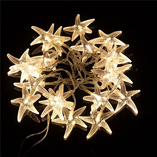 TLT 20 LED Starfish Shaped String Lights (Warm White), Great for Beach Party LED015