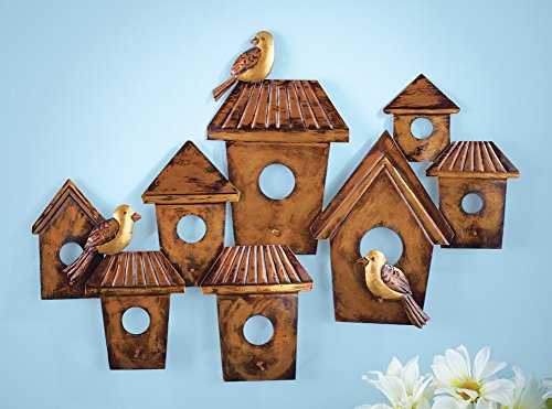 Country Birdhouses Bronze Wall Art