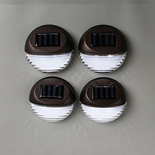 Set of 4 Super Bright Round Brown Solar Fence Lights