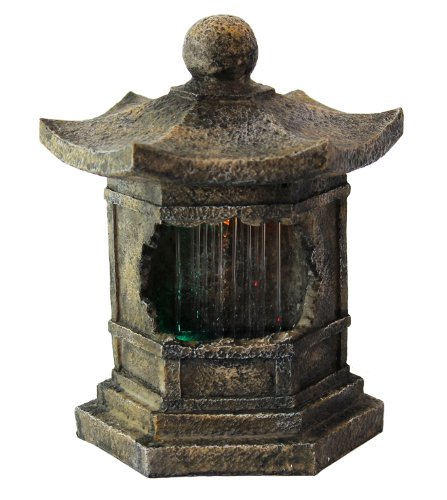 Pagoda with LED Tabletop Water Fountain – With Motion Sound Sensor