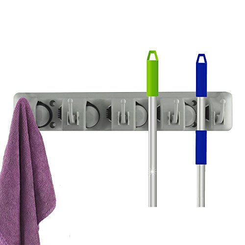 Smart&Cool Mop and Broom Holder, Wall Mounted Garden Tool Storage Tool Rack Storage & Organization for Your Home, Closet, Garage and Shed (4-Position)