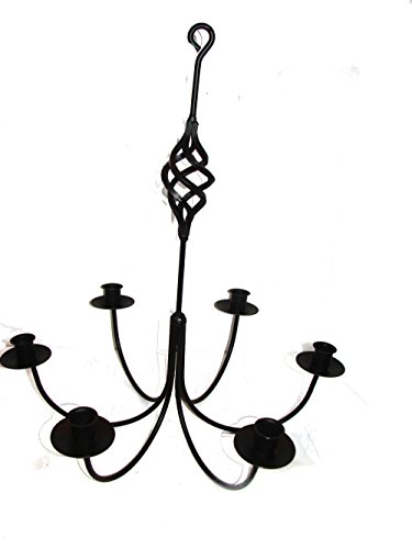 Wrought Iron 6 Arm Candle Chandelier w/ Bird Cage