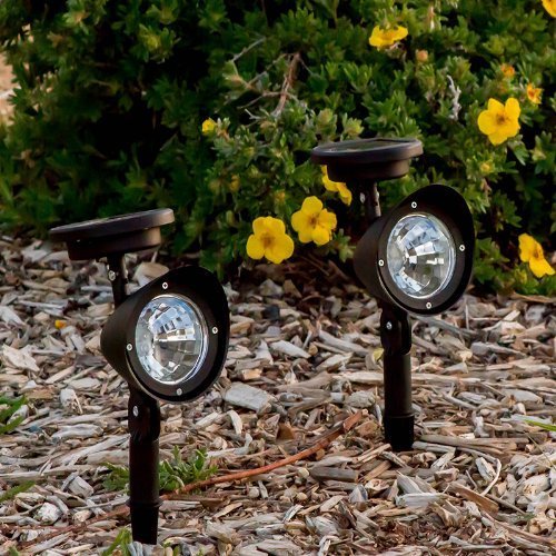 4 Pack LED Solar Powered Garden Landscape Stake Flood Accent Spot Light – Black