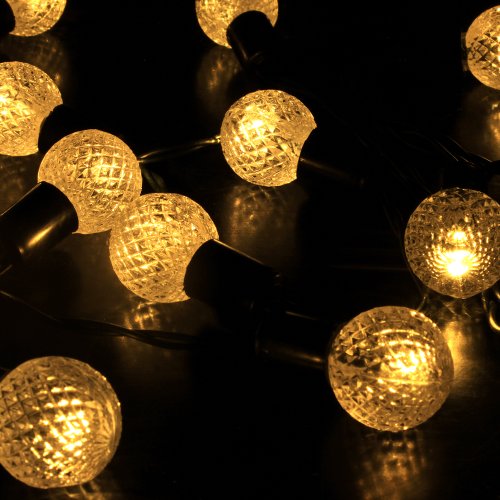 M&T TECH 30 LED Round Ball Solar Powered String Lights For Outdoor Party Garden Patio Lawn Fence pergolas Christmas-Warm White