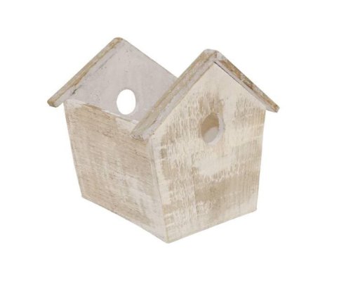 Wald Imports Wood Birdhouse Planter, 6-Inch, Whitewash