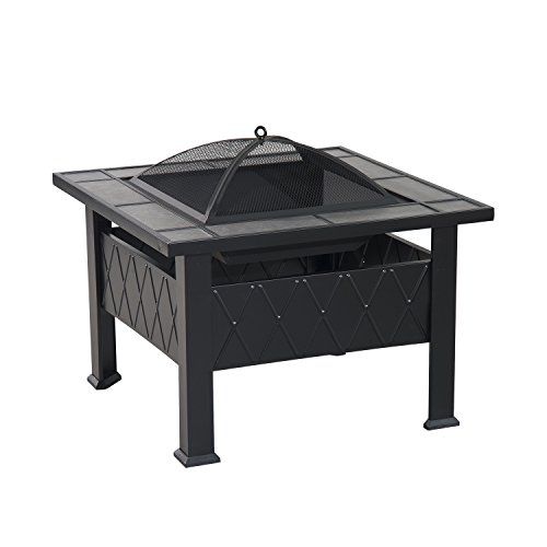 Outsunny Outdoor Craftsman Style Square Backyard Patio Fire Pit, 29-Inch