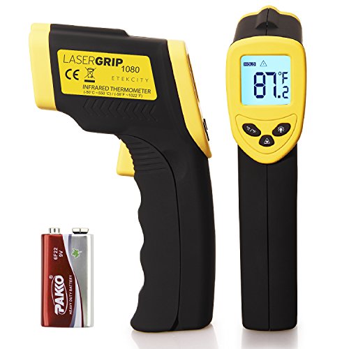 Etekcity Lasergrip 1080 (ETC 8550) Digital Infrared Thermometer range -58F to 1022F,12:1 D:S,Non-contact, Instant-read Laser Temperature Gun, FDA/FCC/CE/ROHS Approved