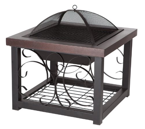 Fire Sense Cocktail Table Fire Pit, Hammer Tone Bronze Finish