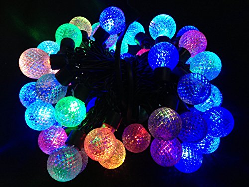 E-Age Multi Color 5meters/16.4ft 50 globe Leds Outdoor String Lights For Independence Day Party Garden Patio Lawn Fence Pergolas Christmas,110-240v