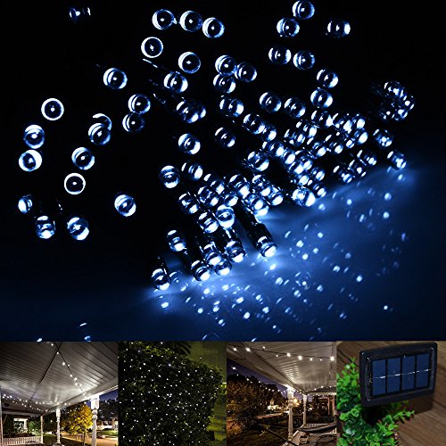 INST Solar Powered LED String Light, Ambiance Lighting, 65ft 20m 200 LED Solar Fairy String Lights for Outdoor, Gardens, Homes, Christmas Party (White)