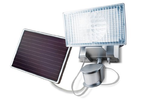 MAXSA Innovations 44449-L Silver 100-LED Silver Solar-Powered Security Floodlight with Motion-Activation