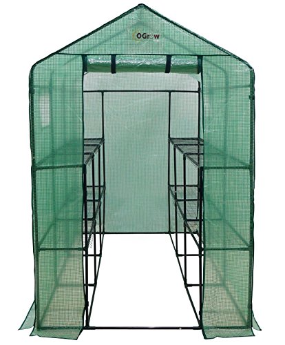 Ogrow Extra Large Heavy Duty WALK-IN 2 Tier 12 Shelf Portable Lawn and Garden Greenhouse
