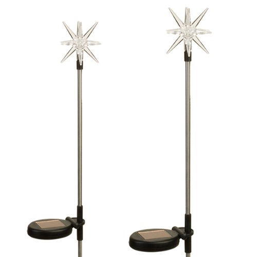 (2 Pack) Solar Color Changing Outdoor Garden Pathway Stake LED Starburst Light