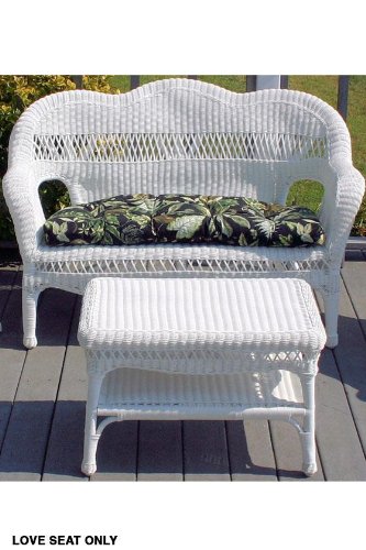 Sahara Weather Resistant Outdoor Wicker Love Seat, 41″x17.5″x35″, WHITE