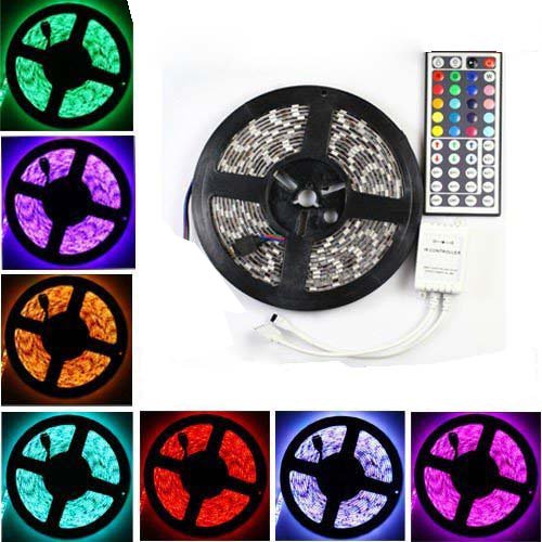 Happy Hours® 1-30 M SMD 5050 30 Led/M Waterproof Flexible Multicolor RGB LED Light Strip Changing LED Strip Kit Great Decoration for Christmas Lighting, Indoor / Outdoor Rope Lighting, Ceiling Light, Kitchen Lighting + 12V Power Supply + 44 Key Remote Controller 1M