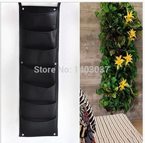 Novelty 7 Pockets Vertical Garden Planter Wall-mounted Polyester Home Gardening Flower Planting Bags “30cm (W) x 97.5cm (L)”