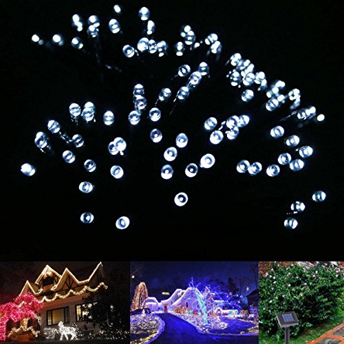 LE® Solar Fairy Lights, 55ft, Waterproof, 100 LEDs, 1.2 V, Daylight White, Portable, with Light Sensor, Outdoor String Lights, Christmas Lights, Wedding, Party
