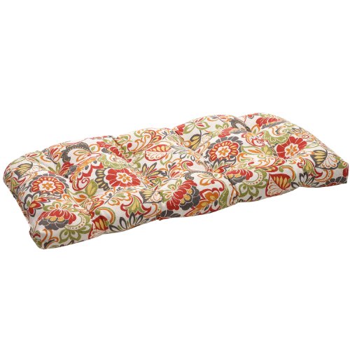 Pillow Perfect Indoor/Outdoor Multicolored Modern Floral Wicker Loveseat Cushion