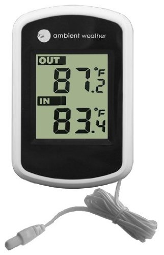 Ambient Weather Compact WS-02 Indoor/Outdoor Thermometer with Probe, 1-Pack