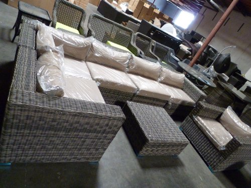 Distressed Outdoor Wicker Sectional Sofa Chair Coffee Table Patio Furniture Set