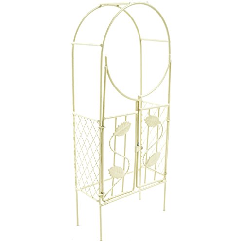 Touch of Nature Mini Iron Fairy Garden Arch with Gate, Cream