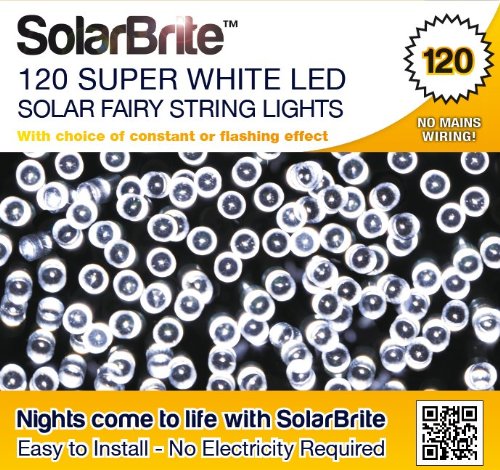 Solar Brite Deluxe Solar Fairy Lights 120 Super Bright White LED Decorative String, choice of light effect. Ideal for Trees, Gardens, Parties & More?