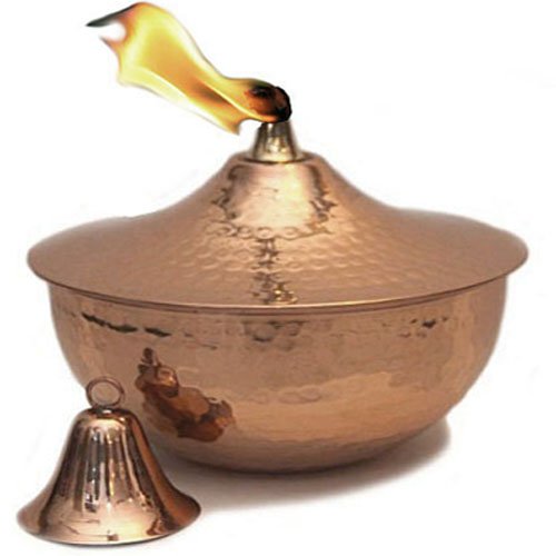 Maui Tabletop / Oil Lamp with Snuffer – Hammered Copper