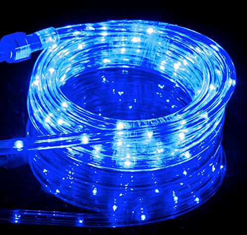 Blue LED Flexible Rope Light VALUE PACK (2 X 10.6FT LED Flexible Rope Light + 1 X 6FT Power Cord) For Indoor/Outdoor Lighting, Home, Garden, Patio, Shop Windows, Christmas, New Year, Wedding, Party, Event. 21FT in total after connecting two rope lights!