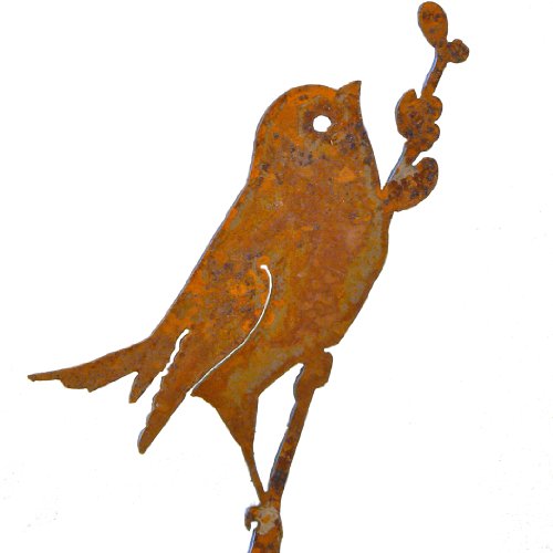 Elegant Garden Design Bird on a Willow, Steel Silhouette with Rusty Patina