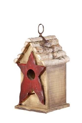 Your Heart’s Delight Primitive Star Birdhouse, 5 by 9-Inch, Burgundy