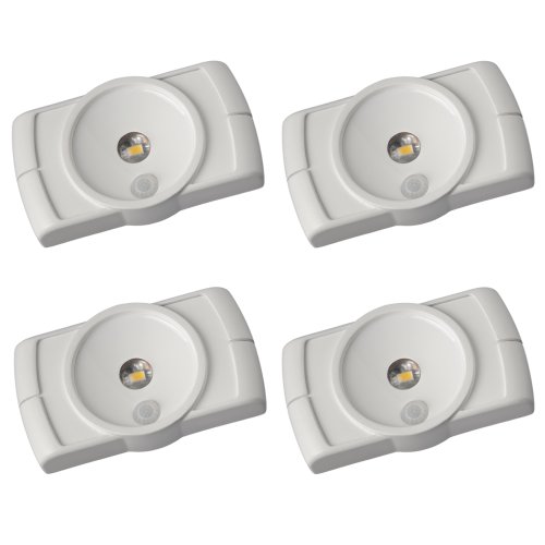 Mr. Beams MB854 Indoor Wireless Slim LED Light with Motion Sensor Features, White, 4-Pack