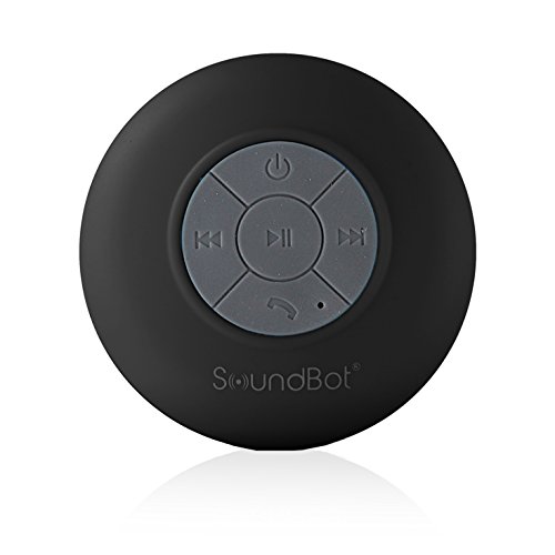 SoundBot® SB510 HD Water Resistant Bluetooth 3.0 Shower Speaker, Handsfree Portable Speakerphone with Built-in Mic, 6hrs of playtime, Control Buttons and Dedicated Suction Cup for Showers, Bathroom, Pool, Boat, Car, Beach, & Outdoor Use, Black