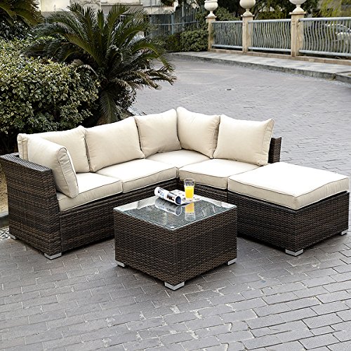 Giantex 6pc Patio Sectional Furniture Pe Wicker Rattan Sofa Set Deck Couch Outdoor