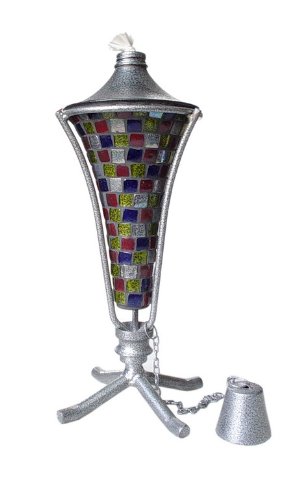 12 Inch Con Mosaic Multi Pewter Table Torch