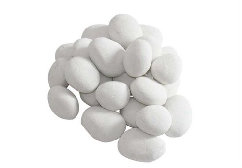 Moda Flame 24 Piece Ceramic Fireplace Pebble Set in White