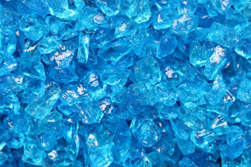 10-pound Bermuda Blue Crushed Fire Glass 3/8″-1/2″ Firepit Glass 10 Pounds