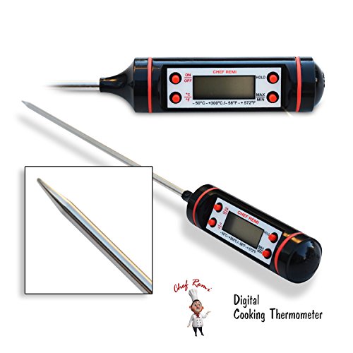 Chef Remi Cooking Thermometer – Instant Read – Best Digital Thermometer for Meat, Poultry, BBQ and Candy – Lifetime Guarantee – Get Bonus ‘How To Make Chocolate Easter Eggs’ Recipe eBook If Ordered Before Easter Sunday