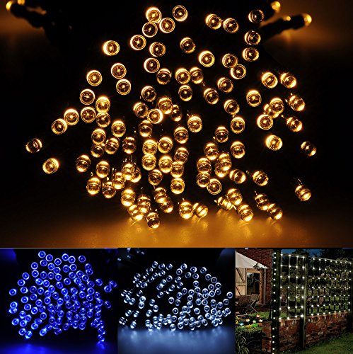 Brightown Outdoor Solar String Lights 55ft/17m 100 LED, Put under sunshine and store energy during the day, and it lights up Automatically at night, Perfect for Gardens, Patio, Lawn, Porch, Gate, Yard, Trees, Homes, Christmas Party, Color Warm White