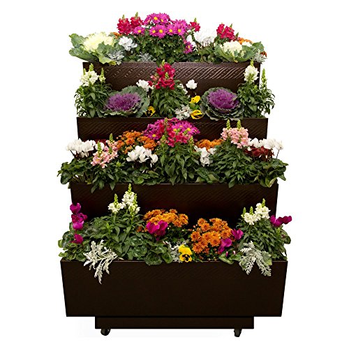 Mobilegro Mobilegro 4 Tiered Modern Design Mobile Garden Cart, Copper, Powder Coated Steel