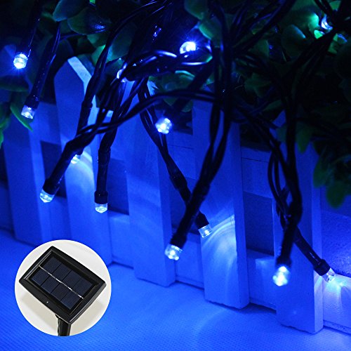 Esco-Lite 200led Solar Fairy String Rope Lights with larger solar panel Blue Garden