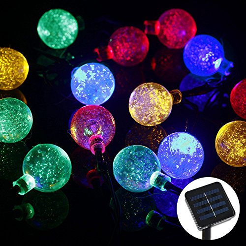 NEWSTYLE 16.4Ft 30 LED Crystal Ball Solar Powered Outdoor String Lights for Outside Garden Patio Party Christmas (Multi color)