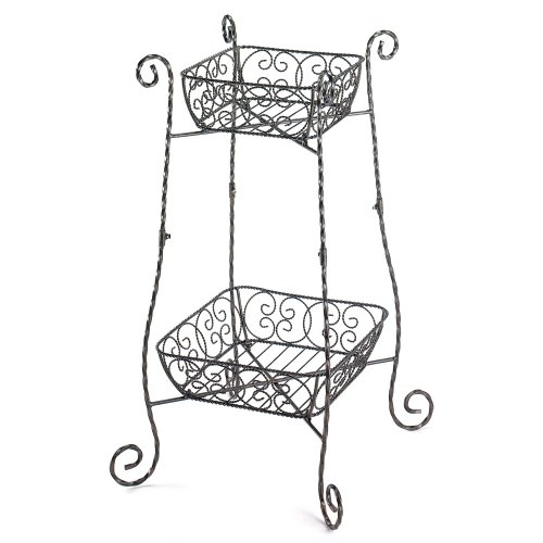 Two Tiered Curlicued Plant Stand