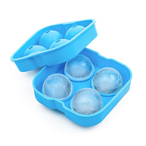 Sphere Ice Mold ● Makes the Perfect Whiskey Ball ● Silicone Ice Ball Tray – 4×2″ Round Ice “Cube” Maker ● Keep Cocktails Colder for Longer without Watering Down ● Make Unique Frozen Treats, Fruit Infused Ice Balls & Lickable Lemonade ● Cocktail Mixer Conversation Starter ● Craft Artisanal Cocktails with Ease