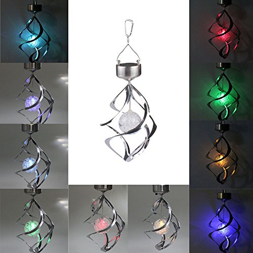 AGPtek® Romantic Solar Power Wind Chime Moving Rotating LED Light Outdoor Garden Balcony Courtyard Hanging Lamp Lawn Light – Colorful Color Changing