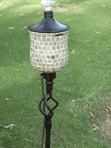 72 Inch (set Of 6) Mother Of Pearl Tulip Mosaic Outdoor Garden Tiki Torch