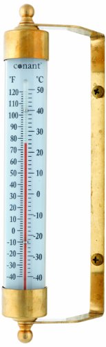 CONANT T1LFB Vermont Indoor/Outdoor Thermometer, Living Finish Brass